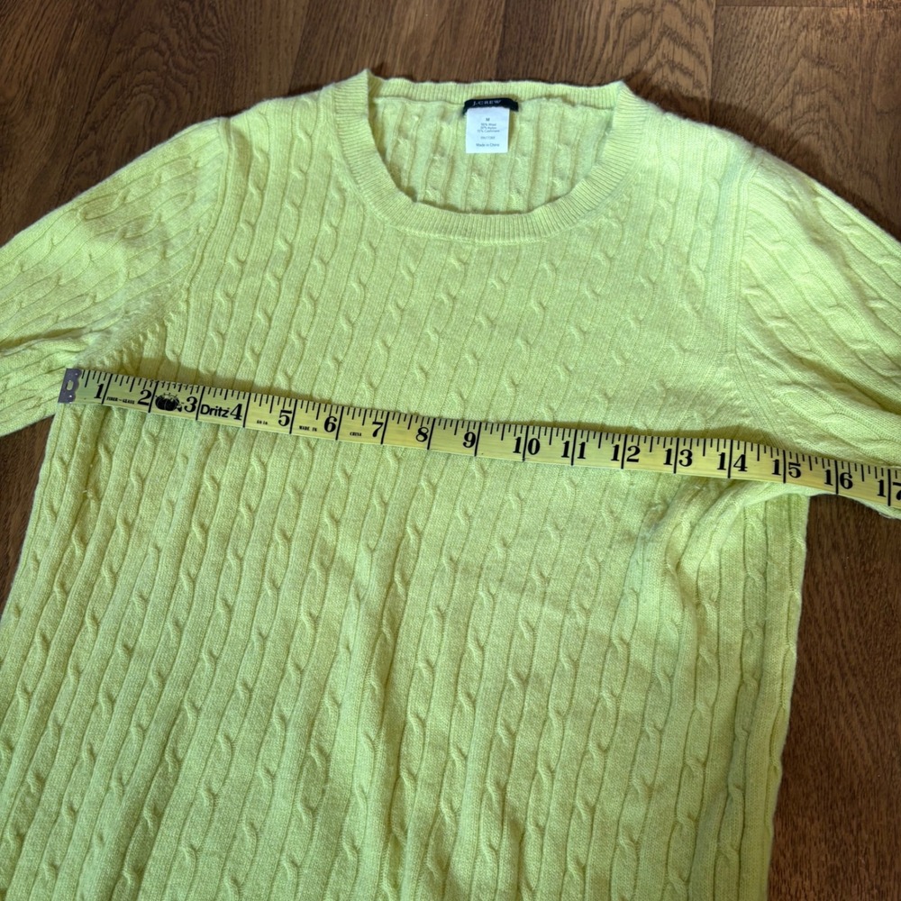 J.Crew Womens Cashmere Wool Blend Green Cable Knit Pullover Crewneck Sweater - Picture 6 of 6